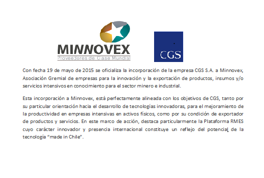 CGSSA_'s tweet image. Incorporación de CGS S.A a Minnovex