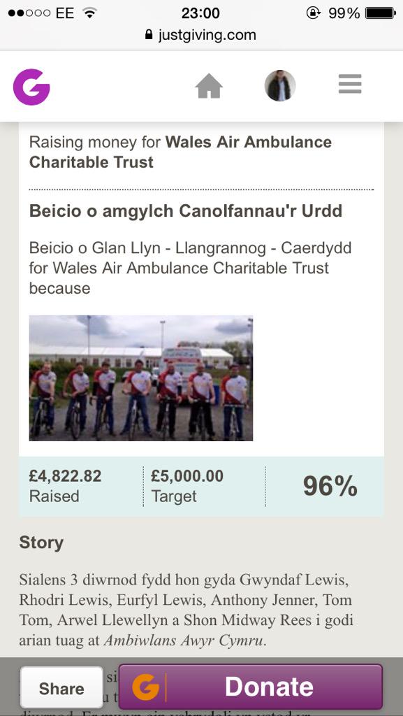 GwyndafL's tweet photo. Newyddion anhygoel.. £177.18 i fynd tan i ni gyrraedd ein targed o £5000...
#wecandoit
@air_ambulance http://t.co/AUAq5fdEWw