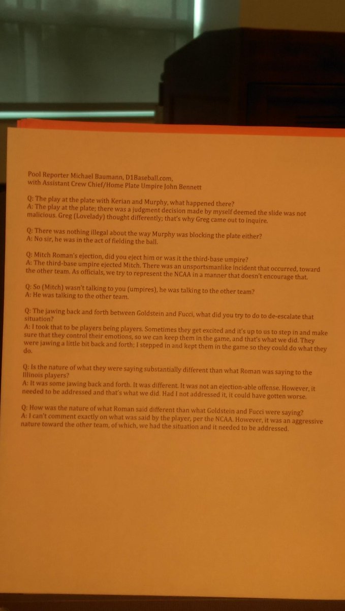 MarkTupper's tweet image. Explanation of play at home plate in sixth inning of #Illini game with Wright State. #dechr