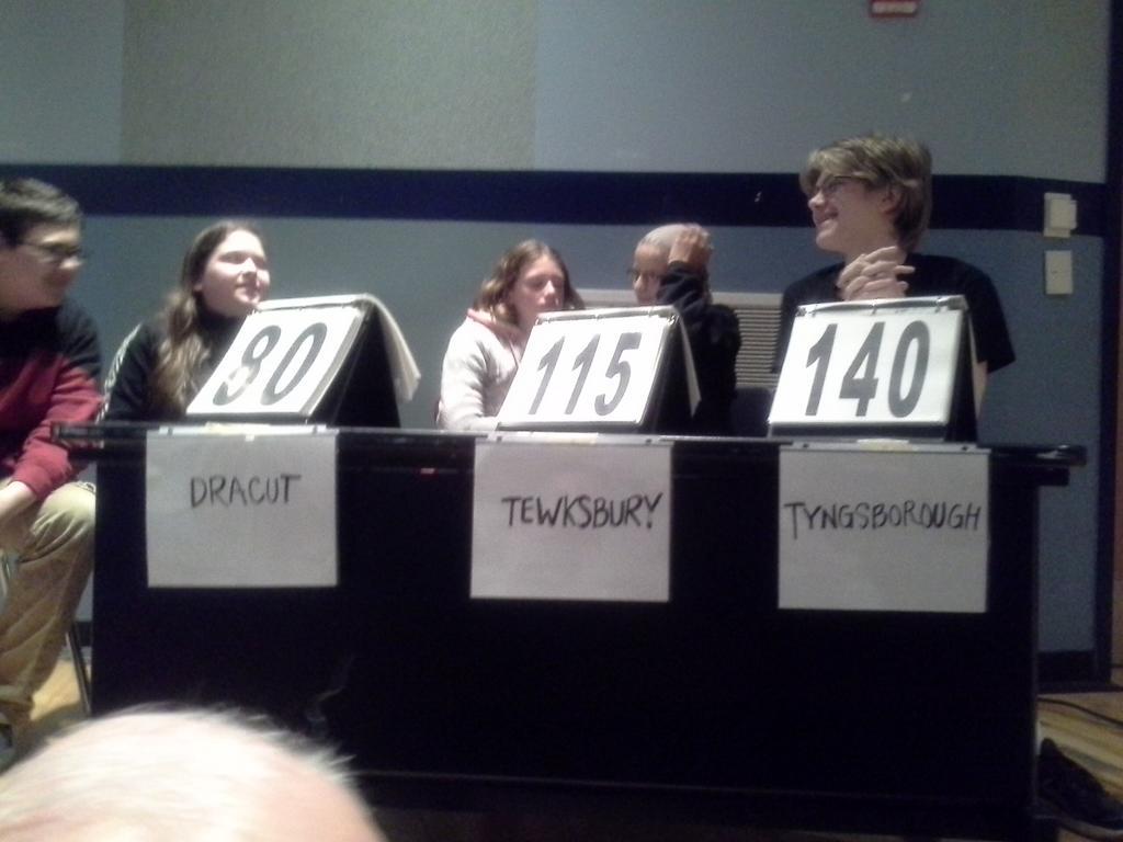 LowellSun's tweet image. Knowledge Bowl RT @suneditor: Third Round ends and Tyngsboro is hanging on to lead but Tewksbury closing gap. #KB2015