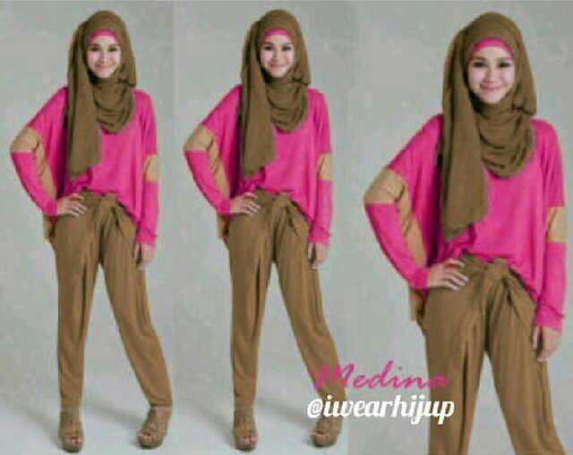 Set Medina hijab3in1 85rb bhn spandex fit to XL (atsan+celana+pasmina)