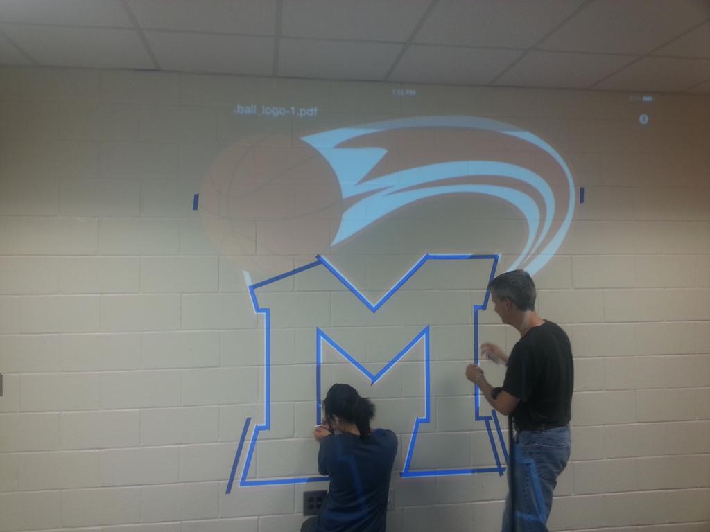 coachk6463's tweet photo. Next phase of @MiltonHoops team room: @MiltonHSFamily Art Dept begins painting our logo on the wall! #MiltonFamily http://t.co/MP1J12yoYG