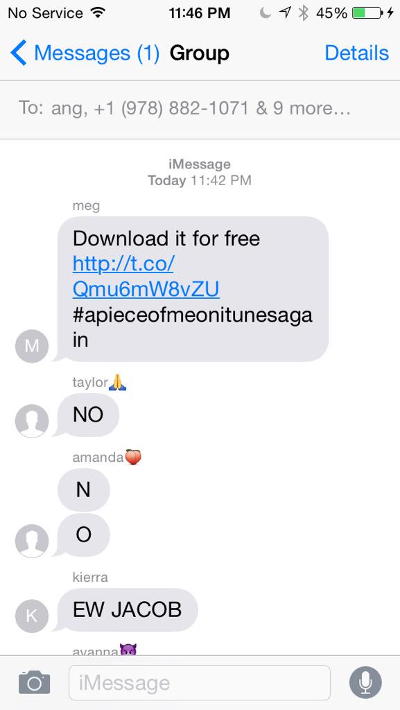 thotfooljacob's tweet photo. #apieceofmeonitunes when your friend texts you the think to Jacobs free song and it escalates quickly http://t.co/OT3CWuWZt9