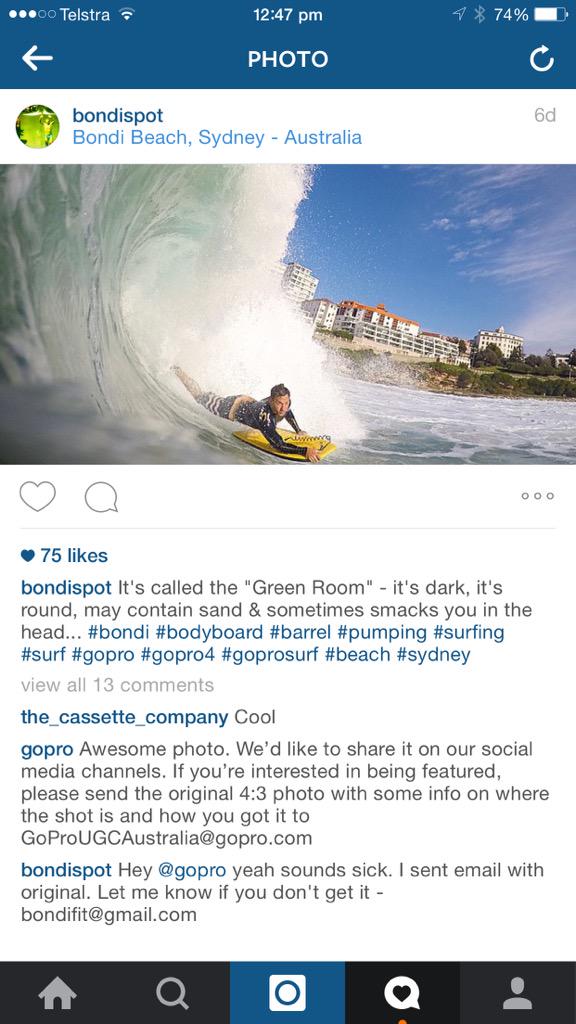 Bondifit's tweet photo. May be getting a Go Pro feature - yew! http://t.co/wR2KgqQFFv