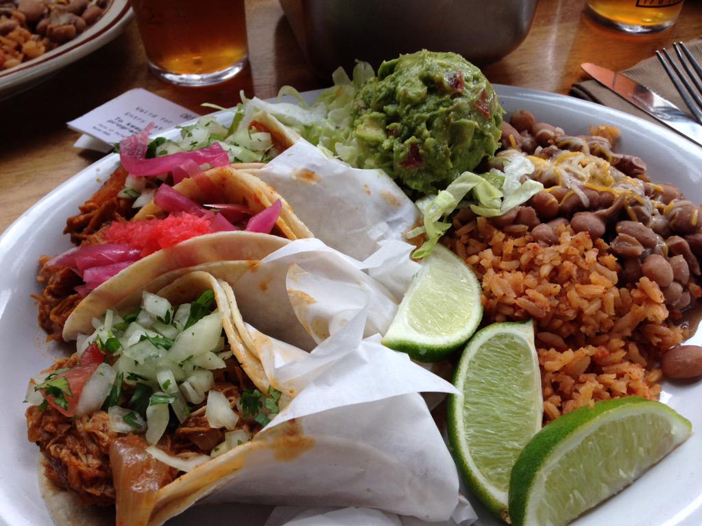 Eynon83's tweet photo. Tacos @baileystaproom from across the road at Santeria washed down with awesome beer! #PortlandRocks http://t.co/E449BHjn6L