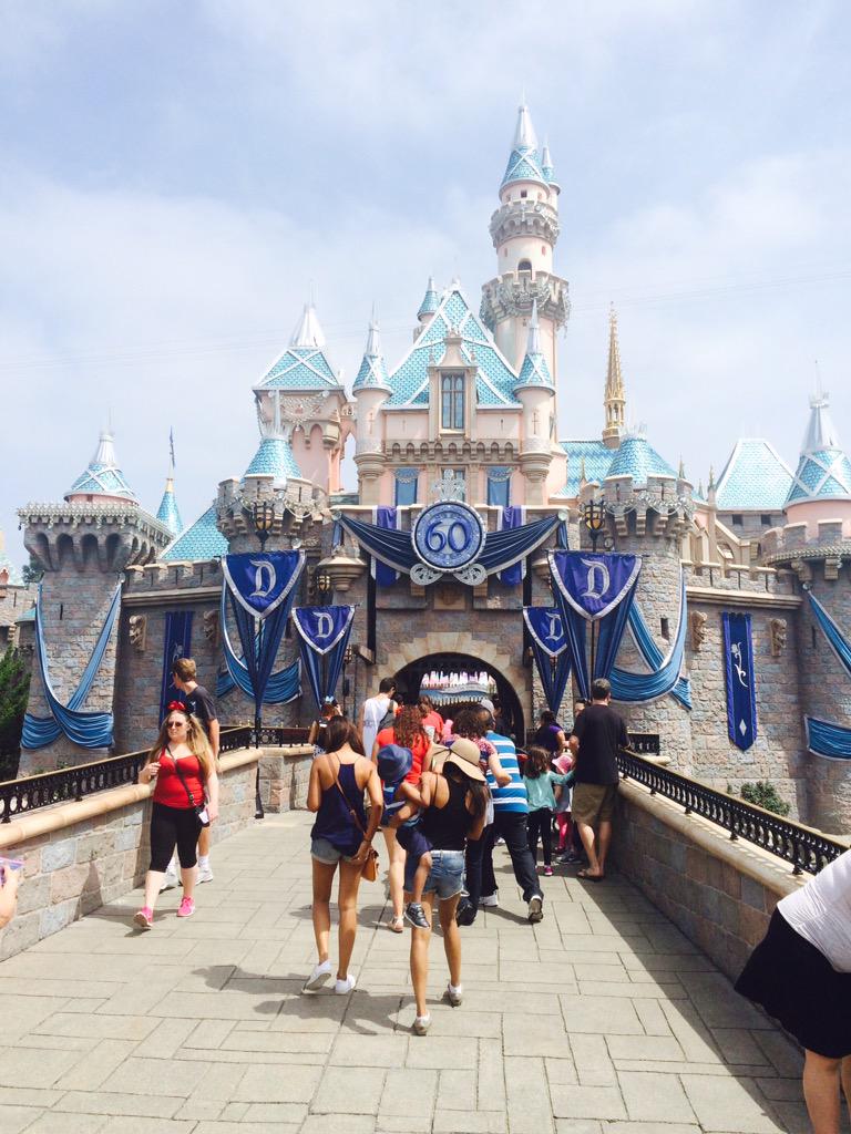 DisneyLife101's tweet photo. Front &amp; back of Aurora's castle during the 60th anniversary, Diamond Celebrarion, only at Disneyland 👑💕✨ http://t.co/7WNlF0nCkC
