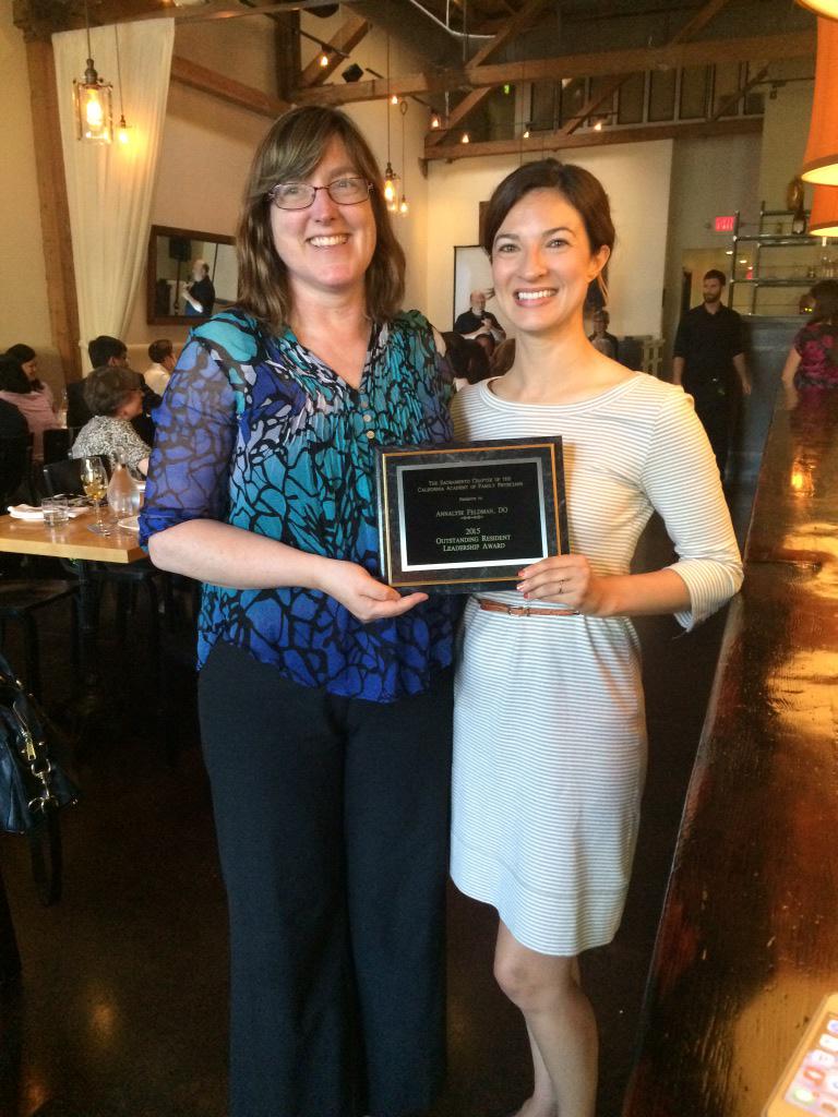 DrKayNelsen's tweet photo. Congrats to Dr Feldman on her award as CAFP chapter "Resident of the year" - thanks for all your work! #ucdfm http://t.co/5HaOzaH5uS