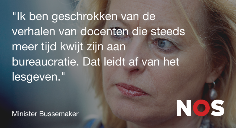 NOS's tweet photo. Minister Bussemaker wil minder controle in het hoger onderwijs: http://t.co/wcn63RCN99 http://t.co/nuaEK6Bdab
