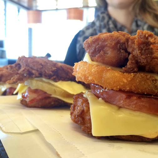 kfcnz's tweet photo. "I'm back" - Double Down. #KFCDoubleDown #HamSteakHash #Hawaiian #DDOriginal http://t.co/JChEXlChy1