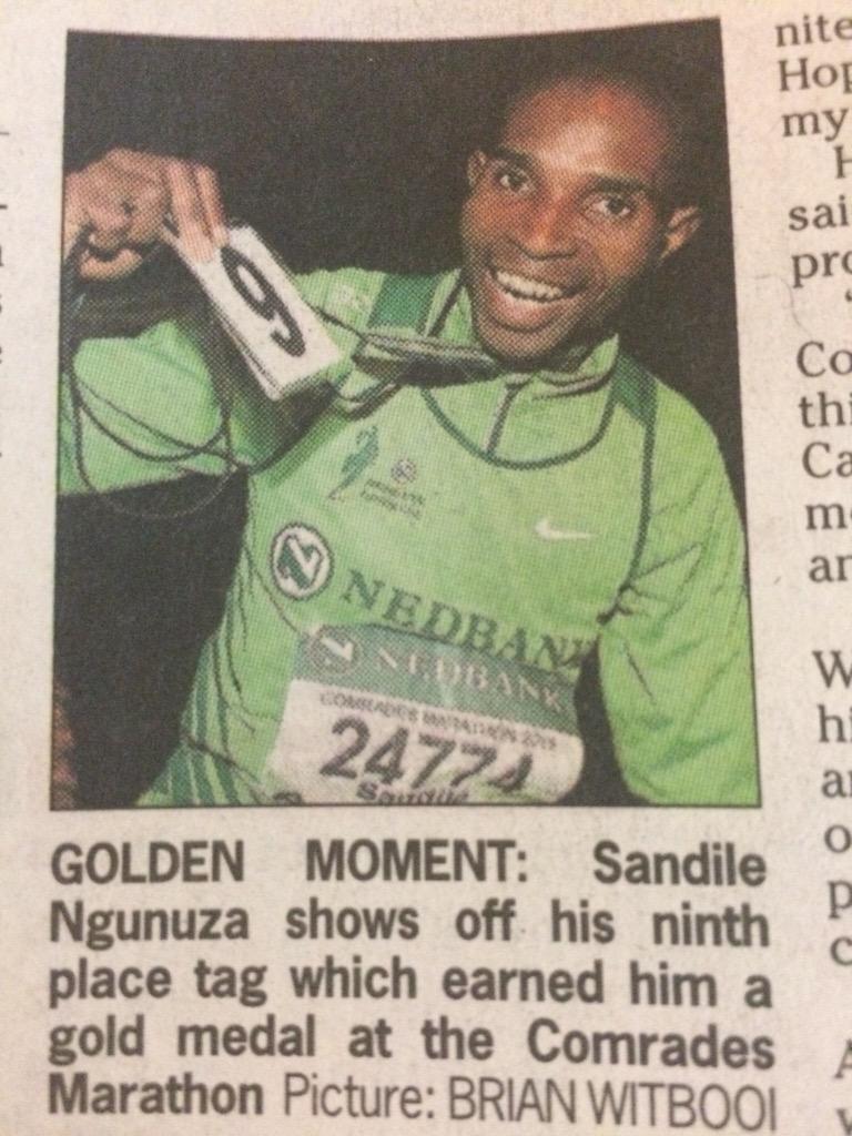 BronwinMeyer's tweet photo. Awesome performance by local PE athlete - Sandile Ngunuza - 9th #comrades2015 http://t.co/NDpaht95CD