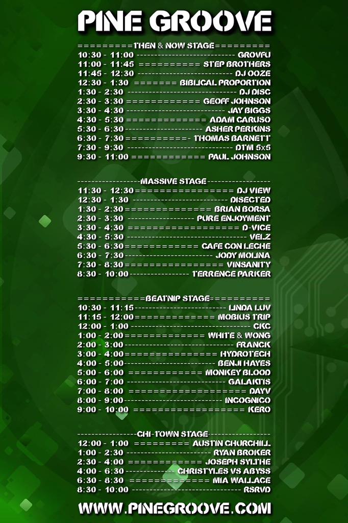 PineGrooveFest's tweet photo. #pinegroovefestival set times. http://t.co/soGvzWPtxp