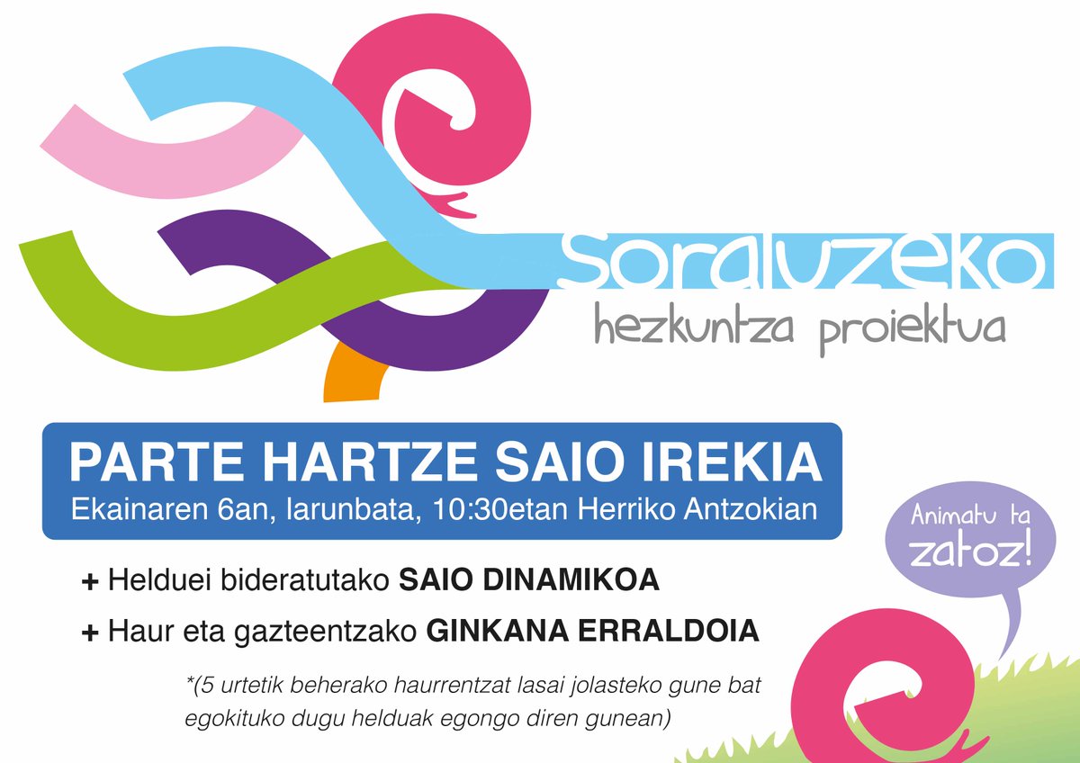 Alkarrekin's tweet photo. Zapatuan Hezkuntza Proiektuari ekarpenak egiteko saio irekia #Soraluze http://t.co/igBUmwQg57 http://t.co/rqzG3v9MUk