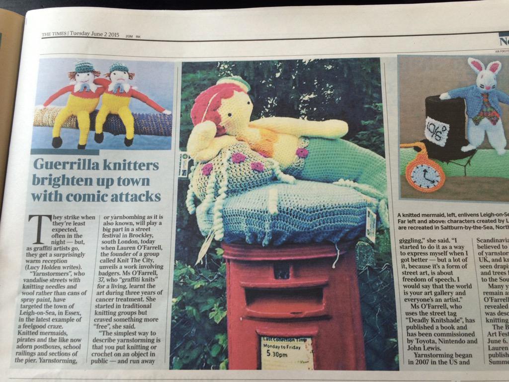 Well done <a href="/thecraft_club/">CraftClubYarnbombers</a> you made The Times! Thanks for making everyone <a href="/HavensHospices/">Havens Hospices</a> smile on their way to work.