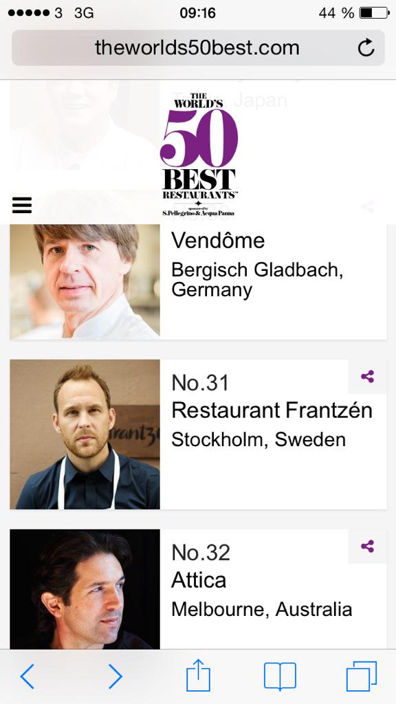 jimlofdahl's tweet photo. So proud to be working on the 31:st best ranked restaurant in the world good job! #teamfrantzen#frantzen#sweden http://t.co/IiBmt6zJP3