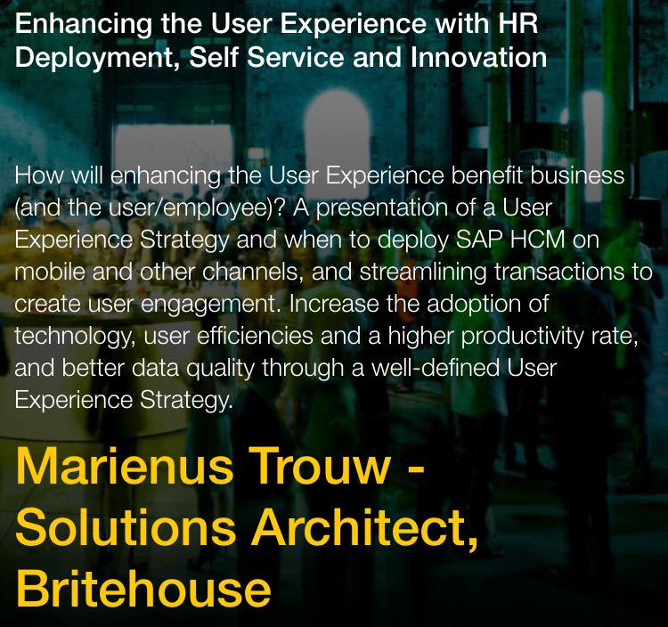 clanbooth's tweet image. #saphr15 #userexperiencestrategy that bring business benfits today 12:35
