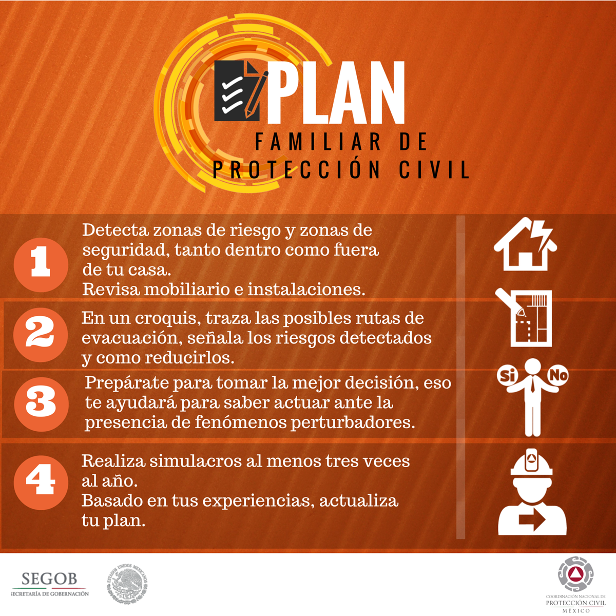 SEGOB_mx's tweet photo. Diseña tu #PlanFamiliar de #ProtecciónCivil. Toma en cuenta los fenómenos a los que está expuesta tu comunidad http://t.co/BbY1uVPsv6