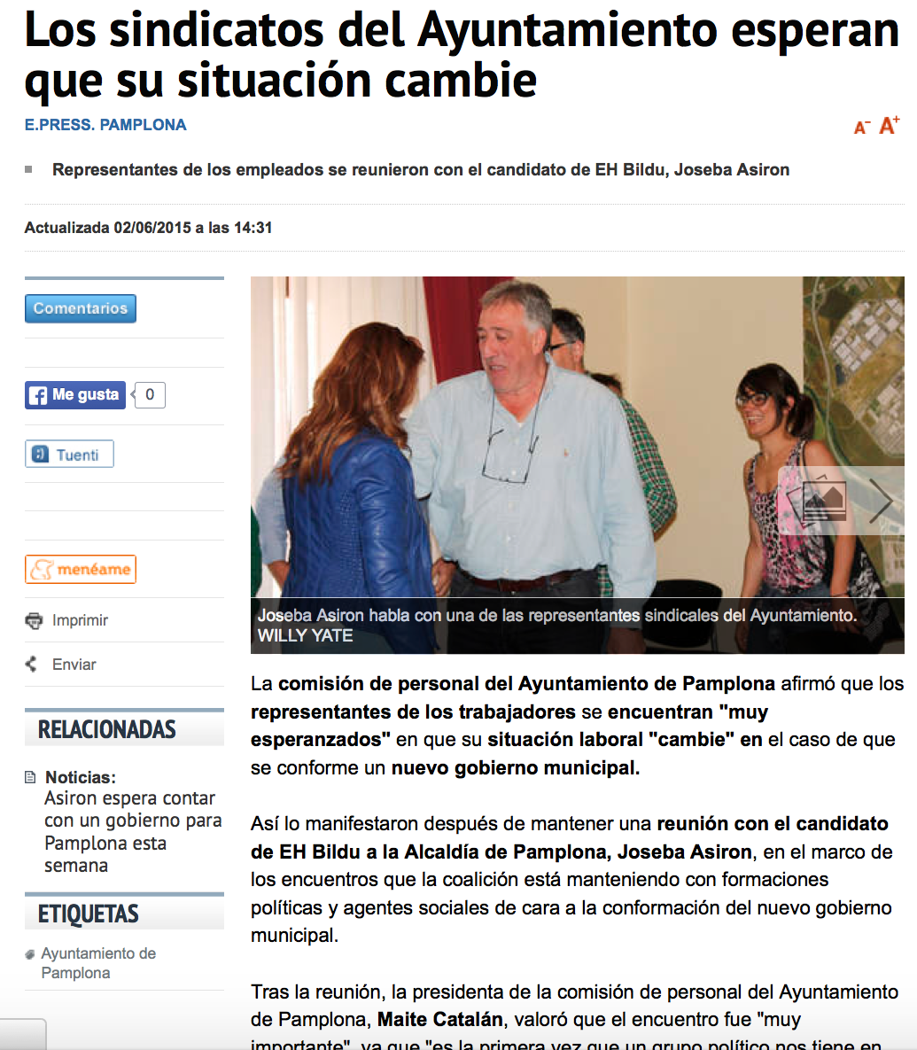 ehbilduirunea's tweet photo. "Los sindicatos del Ayuntamiento esperan que su situación cambie" #CambioImparable #IruñeaO2 http://t.co/fDwZrdmqLz