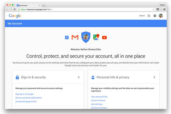 WSJTech's tweet photo. Everyone who has a Google account should check out the new My Account page. http://t.co/Nwx1bJFvzV http://t.co/iuBbn2EAZo