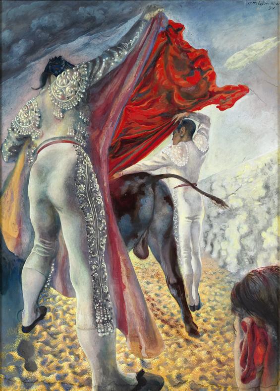 Sothebys's tweet photo. 'Bullfight' by Russian #surrealist Pavel Tchelitchew inspired by #Spain soars to £677,000 (3x est.) #RussianArtWeek http://t.co/HSuNcdghH4