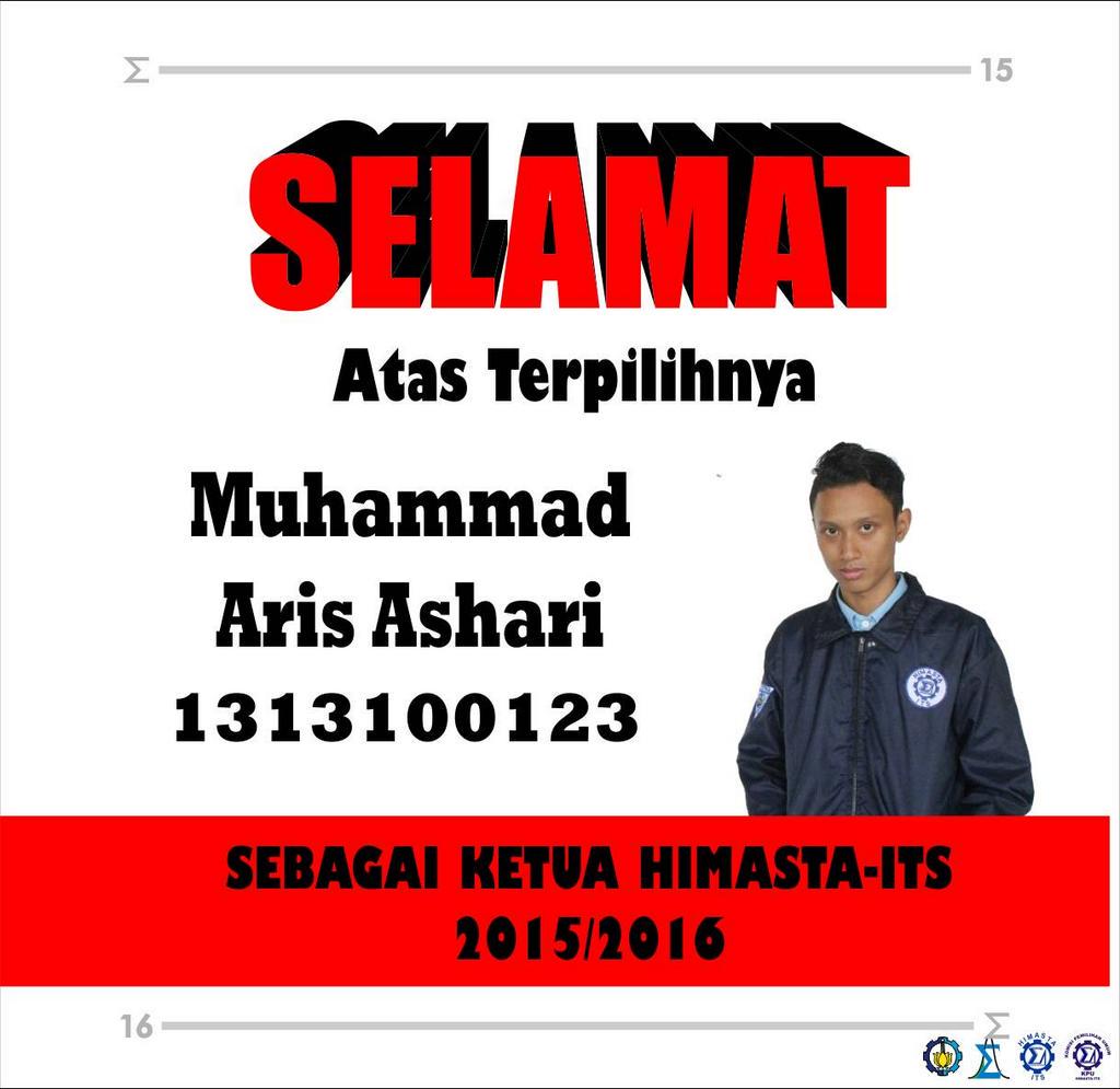 HIMASTA_ITS's tweet photo. Selamat kepada Muhammad Aris Ashari sbg Ketua HIMASTA-ITS 2015/2016 smoga dpt mengemban amanah dgn baik! http://t.co/Mk3SJvANS6