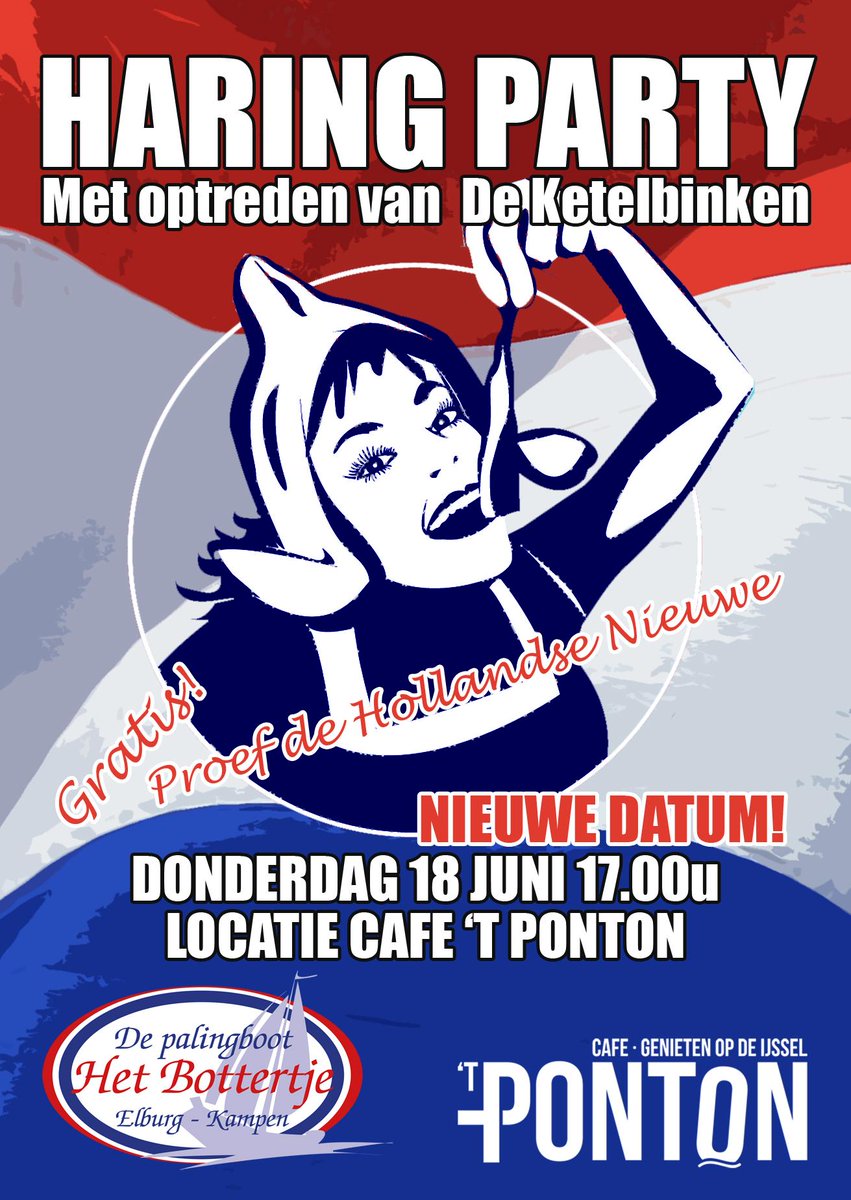 Hollandse Nieuwe nog niet vet genoeg. De Haring Party wordt daarom verplaatst naar donderdag 18 juni!