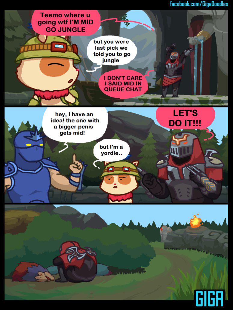GoldenLandG's tweet photo. "Size doesn't mean everything" #Teemo #Zed #leagueoflegends via http://t.co/MPukUj1MLp http://t.co/tTzKAMKRAw
