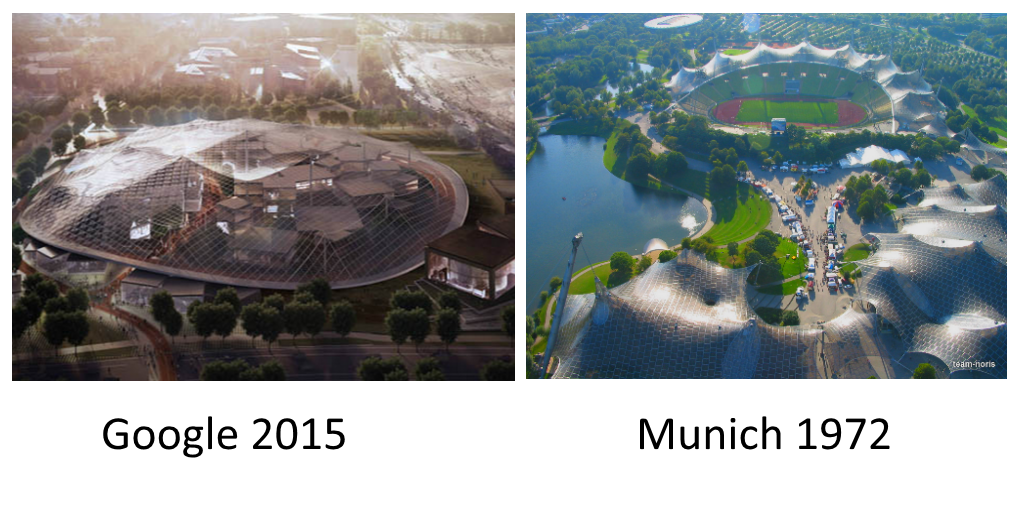 gerlingoApp's tweet photo. Is #google reinventing the Olympic Park from Munich 72 ? #Wired calls them the "space-age circus tents". http://t.co/2y9s5NJwRv