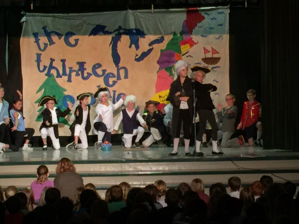 PrincipalDHale's tweet photo. Mrs. Humphrey's 5th grade class is performing their play for students today.  Evening play for parents 6:30pm tonight http://t.co/Kf6PnzCupL