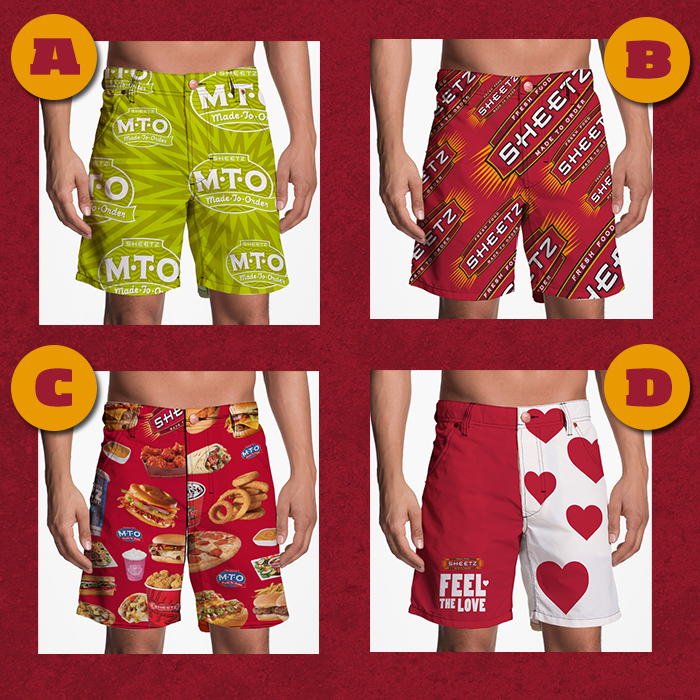 sheetz's tweet photo. We’re designing board shorts so our #SheetzFreakz can #FeelTheLove this summer! Which design is your favorite? http://t.co/y4jA63WJJy