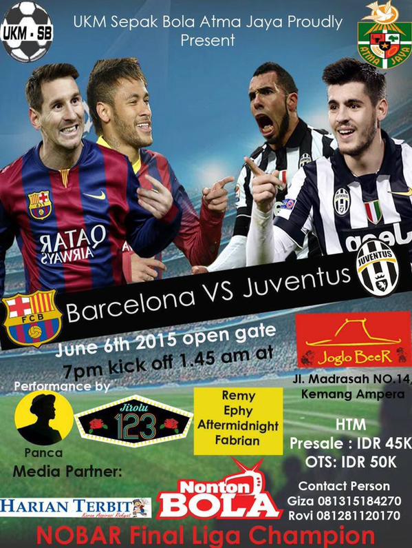 NOBAR FINAL LIGA CHAMPION - BARCELONA VS JUVENTUS <a href="/joglobeer/">joglobeer</a> at 6June15 with <a href="/ukmsbuaj/">UKM SEPAK BOLA UAJ</a> | open gate 7pm. #JOGLOBEER