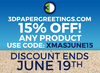 3DPaperGraphics's tweet image. It's Xmas in June at 3DPaperGreetings.com! Order now thru June 19 to save 15% on your favorite Holiday cards!