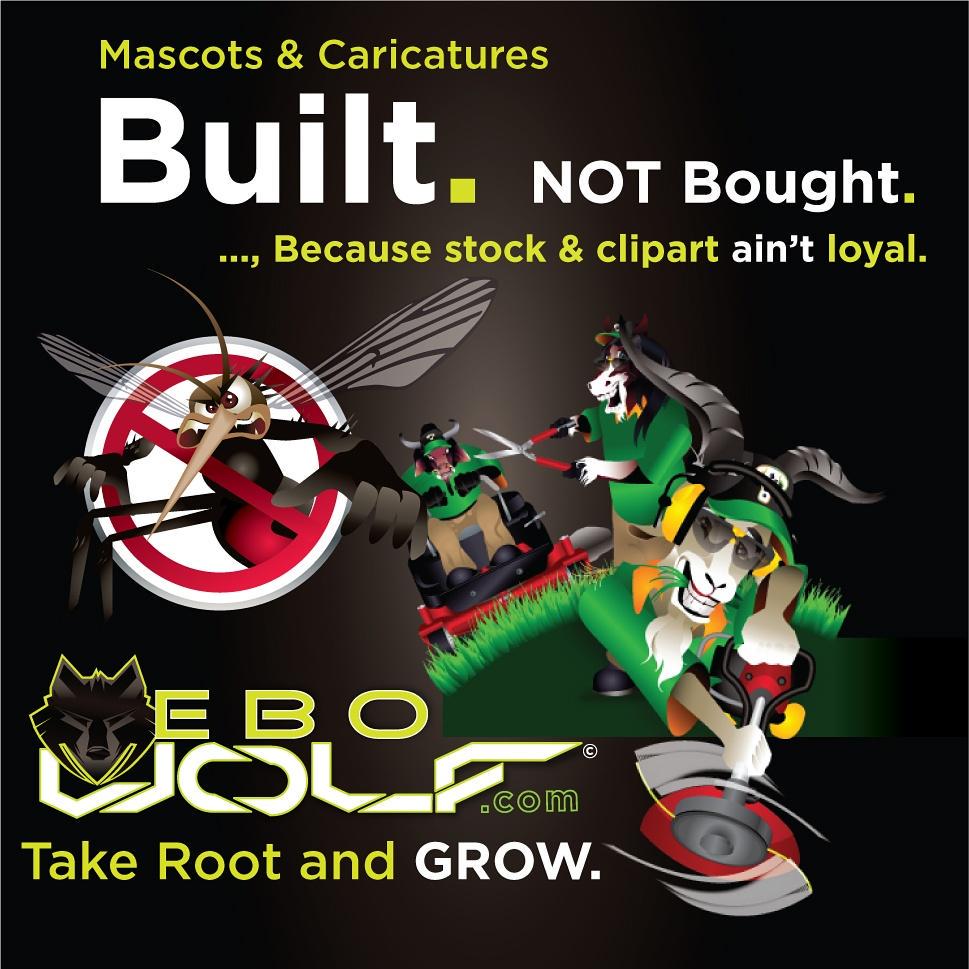 LawnGraphics's tweet image. Custom designed, unlimited changes/revisions, and a great flat fee. EboWolf.com 
#ClipArtAintLoyal