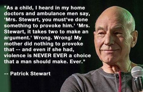 MyDaughtersArmy's tweet photo. Sir Patrick Stewart - "....violence is NEVER EVER a choice that a man should make. EVER." http://t.co/q4XYjRj6H8