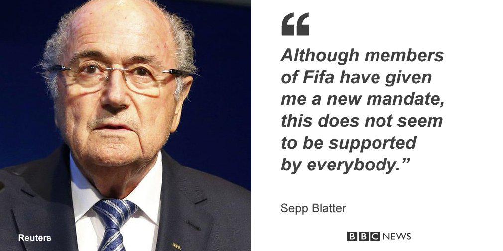 BBCBreaking's tweet image. Watch the moment when #Fifa’s Sepp Blatter said he’d quit bbc.in/1IcTBJZ