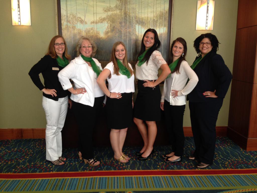 mlmccleaf's tweet photo. The Learning Team rocking our matching registration outfits #auditu http://t.co/Gu3JC860xv