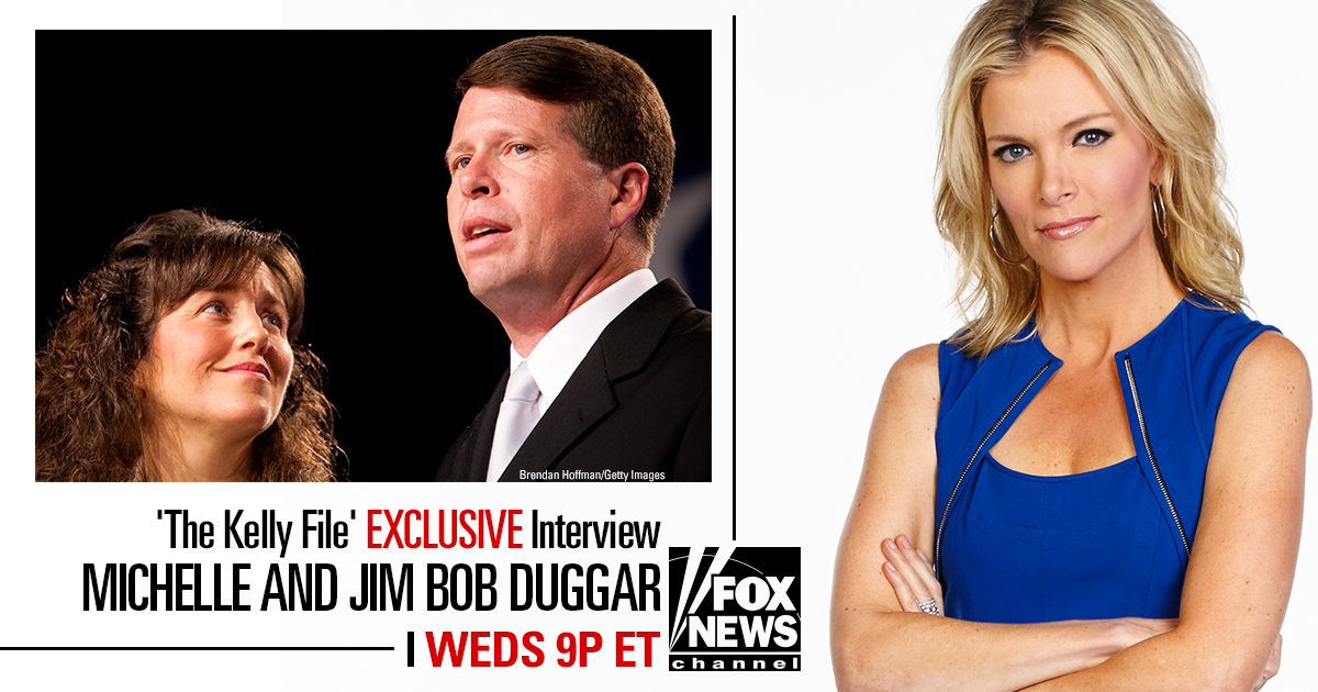 FoxNews's tweet photo. EXCLUSIVE: Michelle &amp; Jim Bob Duggar sit down with @MegynKelly Wednesday at 9p ET. #KellyFile http://t.co/j1Sc8DttOc