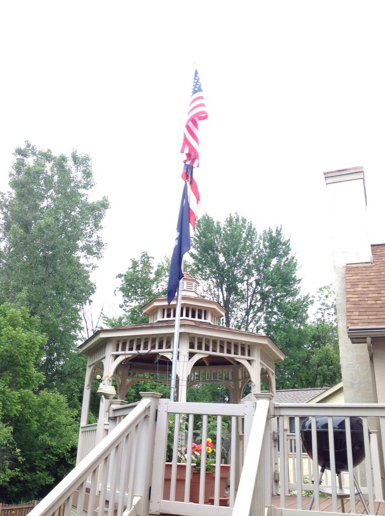 BoxDoctor's tweet image. On my deck, Old Glory, &amp;amp; States, Ohio &amp;amp; South Carolina Fly High