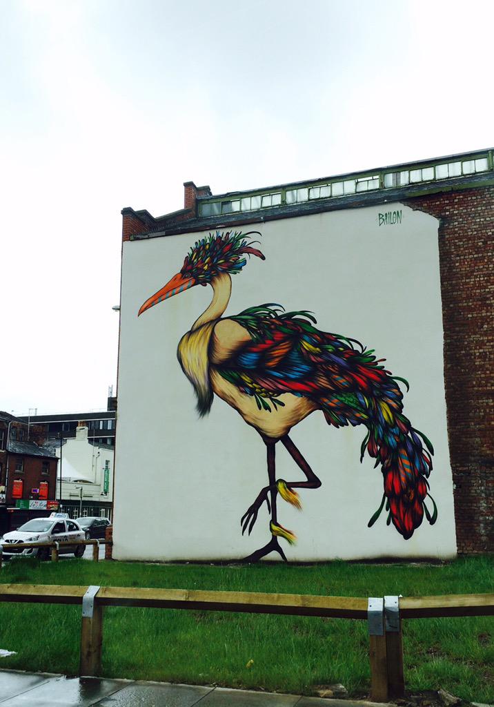 Making the city shine on a rainy day! #streetart #urbanart #TuesdayTreat  Welcome to #manchester <a href="/bailon84/">Mateus Bailon</a>