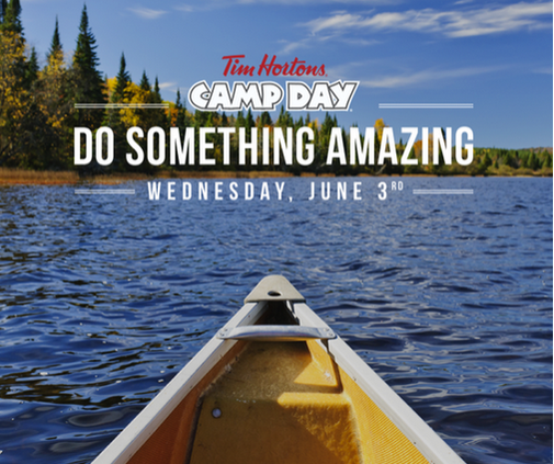TimHortonsYQR's tweet photo. Tomorrow (June 3rd) is #CampDay! Do something amazing! http://t.co/8slSROlJsY