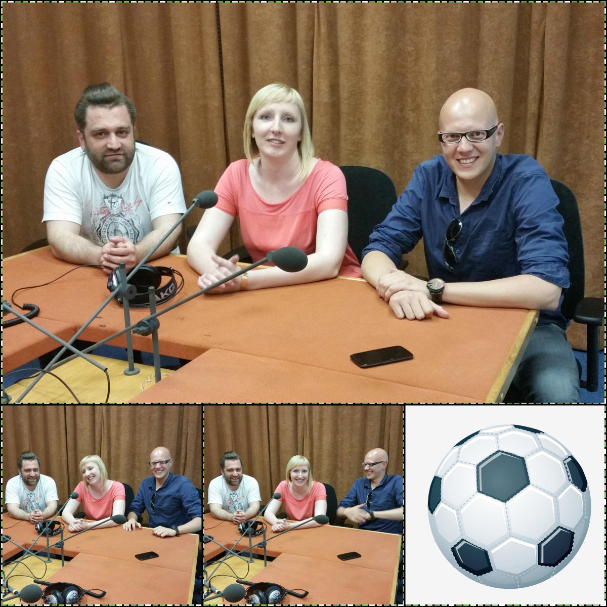 radijsko's tweet photo. Utrinki z današnjega snemanja oddaje. Voditelja Darja in Matej, gost Marko Miklavič :)
#navijaci #MaloVasJe #FDV http://t.co/l7nXCbJqao