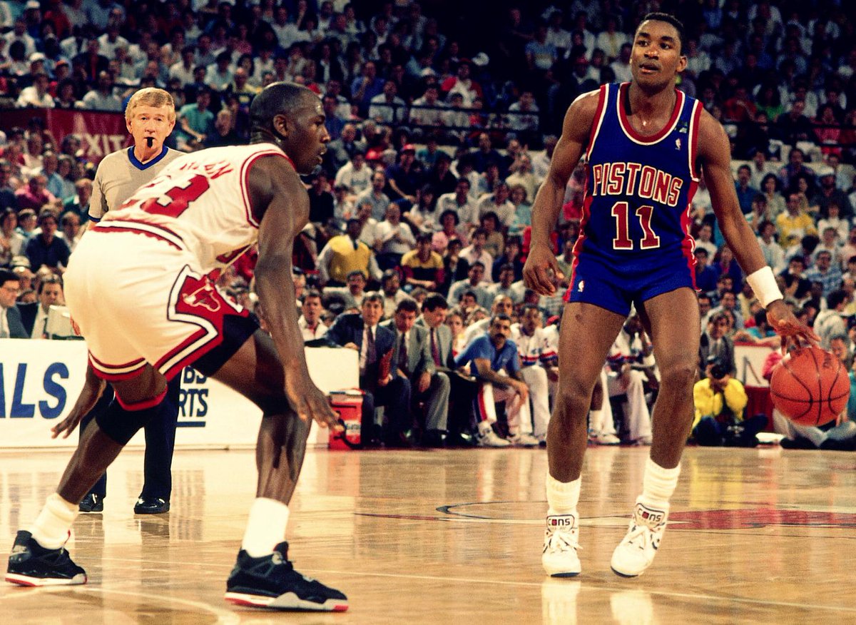 NBATV's tweet image. On this date in 1989, @iamisiahthomas scored 33 pts as the @DetroitPistons beat Chicago to advance to the #NBAFinals