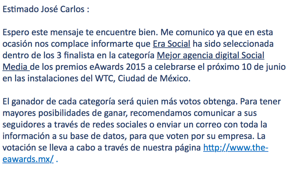 jcarlossoto's tweet photo. Hace un año, en la gala de los #eAwards2014:

“Chicos, el próximo año estaremos aquí peleando por un premio.”

Hoy… http://t.co/sV5fiVhYr8