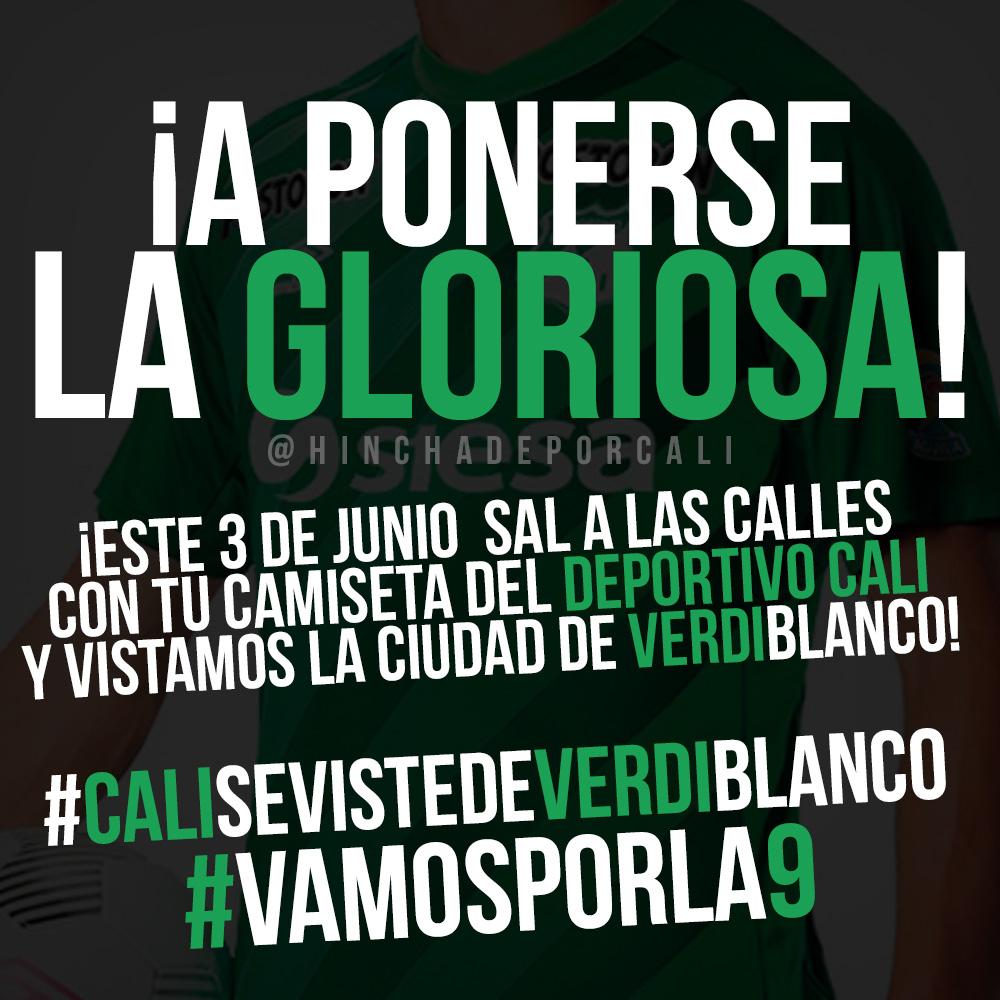 Notideporcali's tweet photo. #CaliSeVisteDeVerdiBlanco RT "@HinchaDeporCali: ¡POR FAVOR DIFUNDIR!  #APonerseLaGloriosa http://t.co/HiSXaotcqU"
