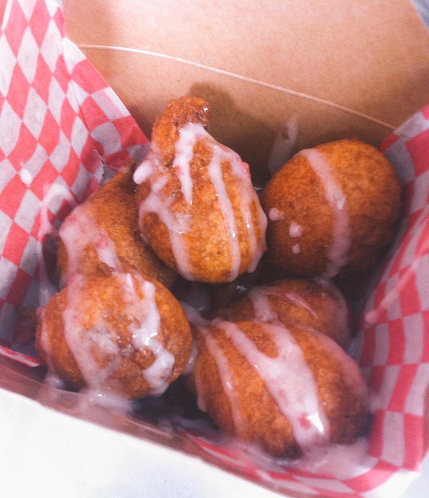 One of our irresistible new menu items, strawberry "Farmbits"! They sure do satisfy a sweet tooth!