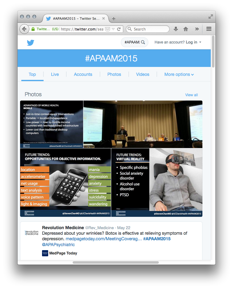 docweighsin's tweet photo. Psychiatry Embraces Digital Health http://t.co/dIj55EKlrA #APAAM2015 http://t.co/GFXd0sAQQT