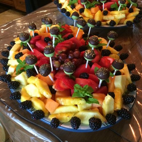 afoodiecom's tweet photo. Fruit platter with homemade marzipan pops dipped in chocolate http://t.co/uad0BICFwo