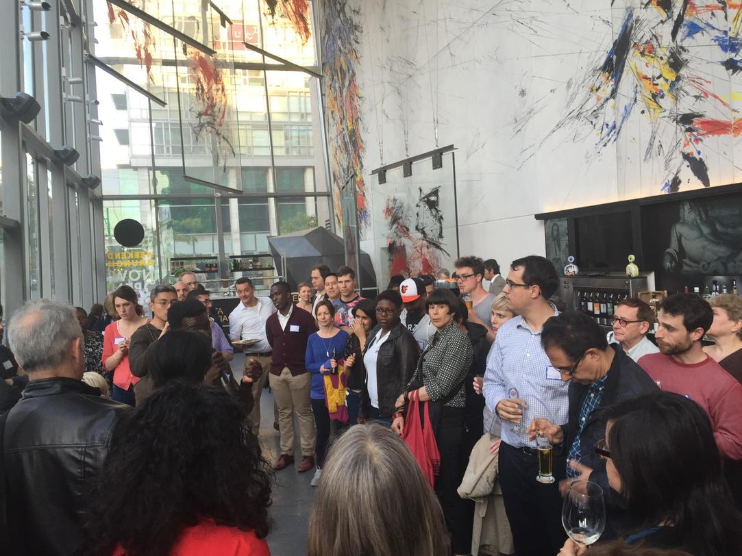 SriskandarajahT's tweet photo. Great turnout at inaugural #salon27 w @DesmondCole and Clr @kristynwongtam at ViaVai #stoppolicecarding http://t.co/9mB4Zuk9zL