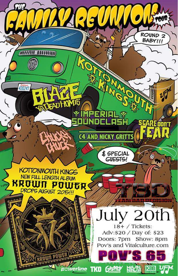 MissTressTBD's tweet photo. Next show! July 20th at POV's! Tickets available now! @teambaddecision @kottonmouth @BlazeYaDead1 @PLCHYPEHOP http://t.co/R02Zq8bhas