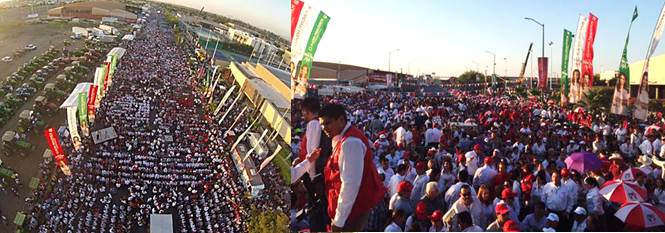 Así esperaban miles de Cajemenses a <a href="/claudiapavlovic/">Claudia Pavlovich A.</a> y <a href="/FaustinoFelix/">Faustino Felix</a> para su cierre de Campaña. #OtroSonoraYA