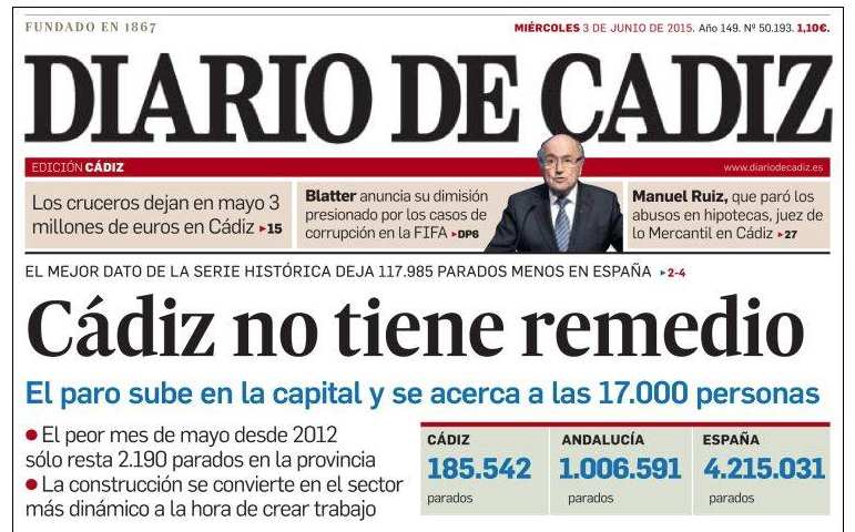 capitan_ahab's tweet photo. Cádiz no tiene remedio. Gran titular del Diario de Cádiz, @carmentorrres http://t.co/lQ5lbKvVpo http://t.co/UwTs7FPHxP
